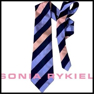 Rykiel Homme Navy/Pink/Purple Stripe Silk Necktie